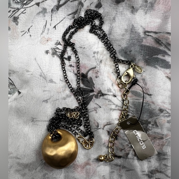 Chico’s Maye Mixed Metal Textures Sphere Necklace - NWT - Picture 5 of 7